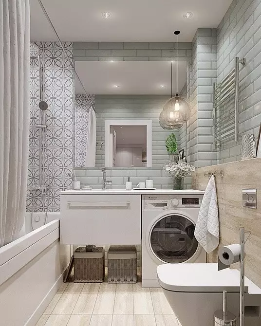 Угаалгын өрөөний машинтай угаалгын өрөөний зураг төсөл: Бид техникийг хэрэгжүүлж, сансрын функцийг хийдэг 4843_95