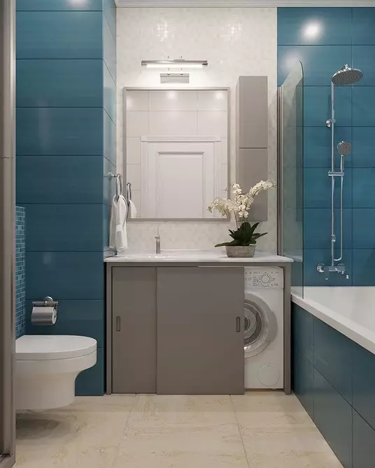Vannas istabas dizains ar veļas mašīnu: mēs veicam tehniku ​​un padarām kosmosa funkcionālo 4843_97