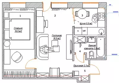Pequeño apartamento de dos habitaciones en la casa de 1960, que diseñador se transformó para sí mismo. 5063_21
