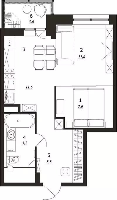 Scand, Loft, Bocho og Eco: Bright Odnushki med fantastiske stilarter Mix og tankevækkende layout 5092_36