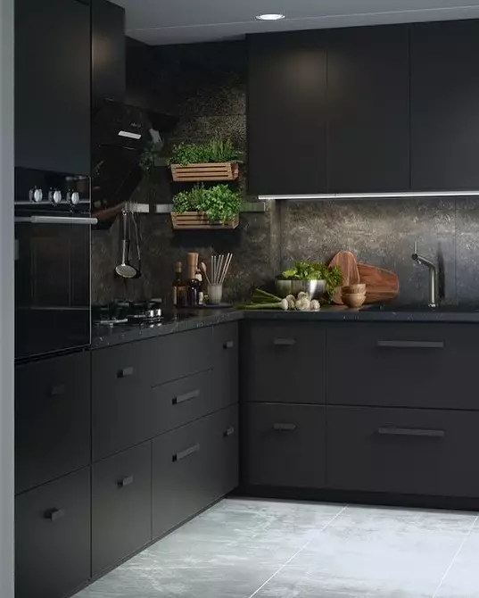 Nós decoramos a cozinha em preto: belas idéias e conselhos 5101_164