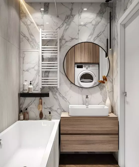 5 padomi, kas palīdzēs organizēt vannas istabas dizainu ar platību 3 kvadrātmetru. M. 5174_70