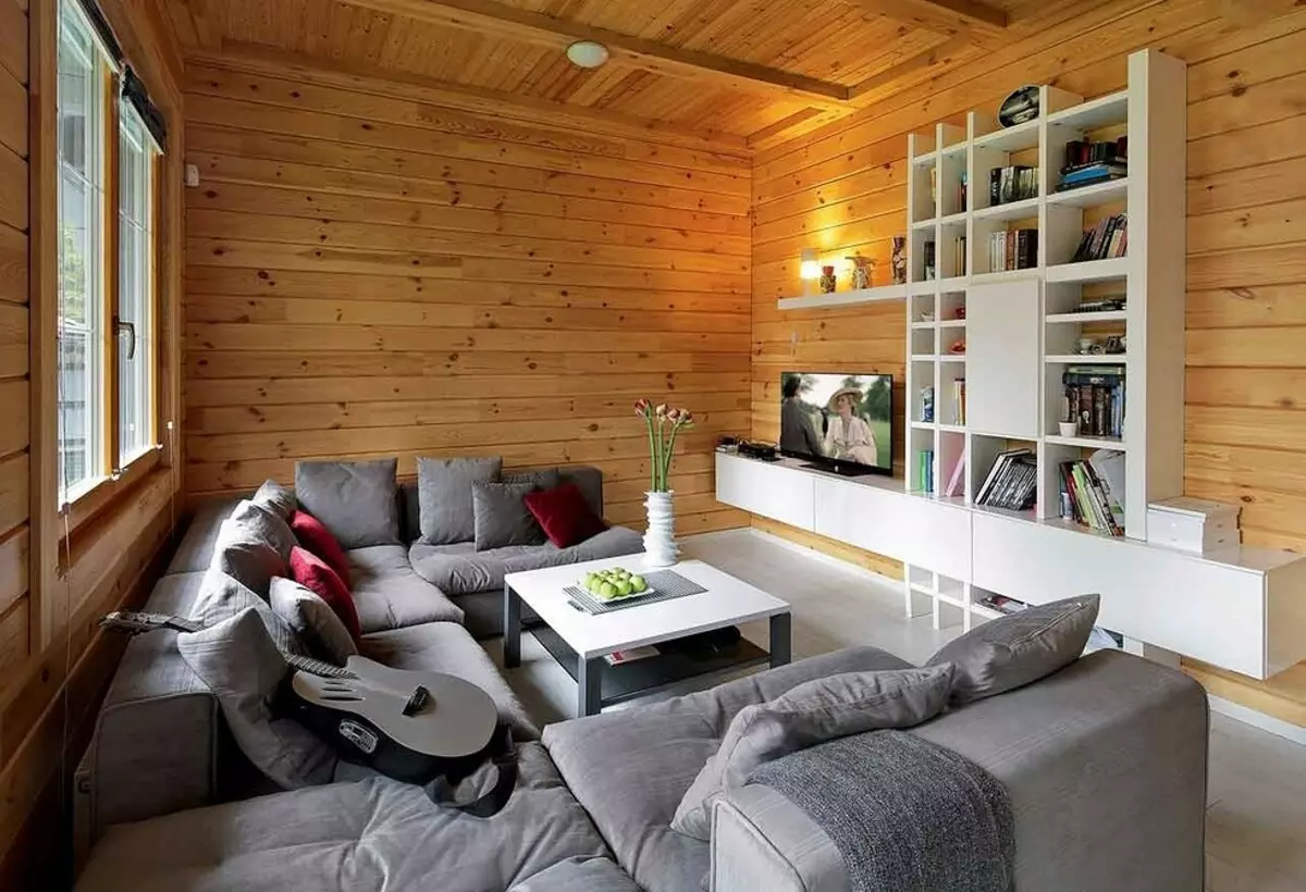Design in einem Holzhaus aus einer Bar: Ideen und 60 Fotos von echten Projekten 5336_13