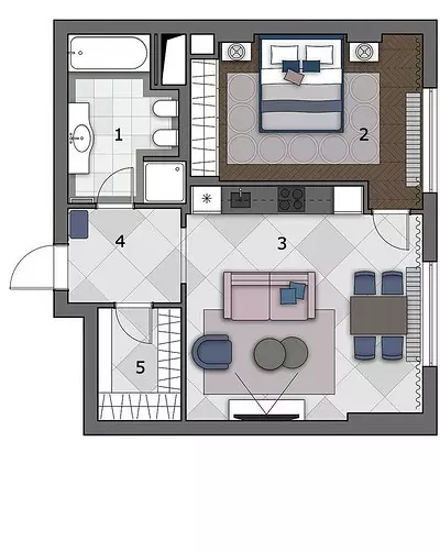 Klasik modern ing warna anget: interior apartemen rong kamar turu ing tengah Moskow 5411_37