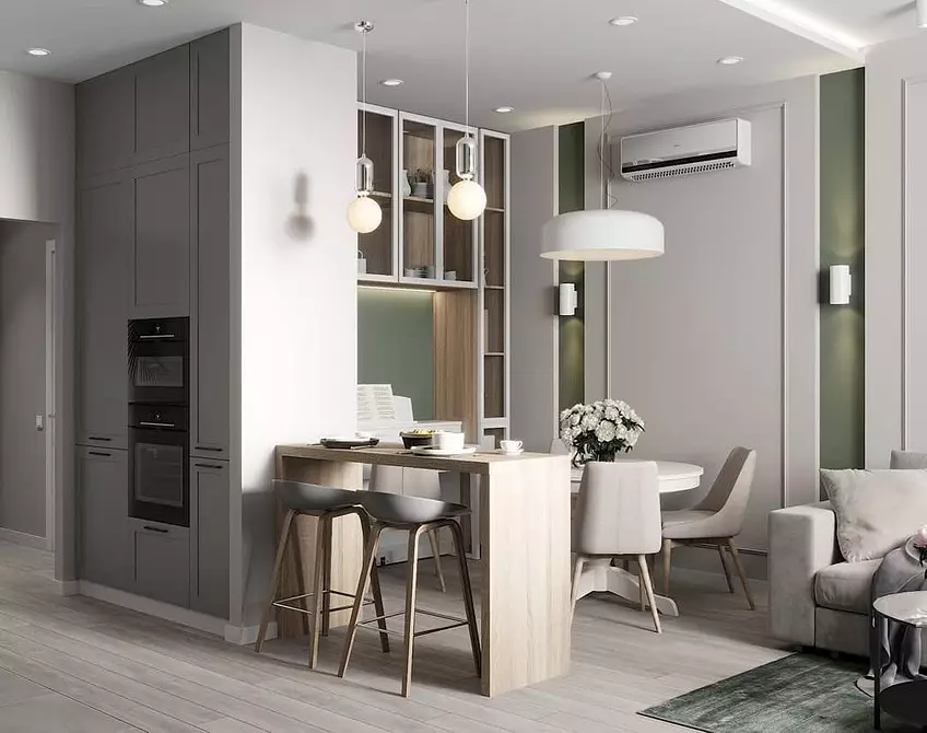 5 Principios principales del diseño de la sala de estar de la cocina de 30 metros cuadrados. METRO. 5414_39