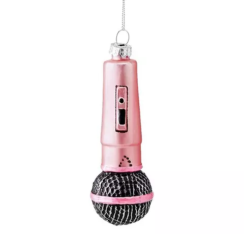 Jedle strom hračka růžový mikrofon ve formě mikro ...