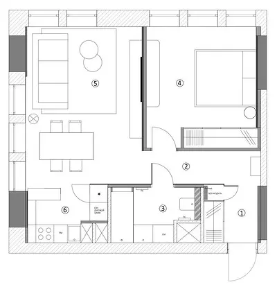 V ritmu metropole: Grafično notranjost stanovanja z osmimi okni 549_49