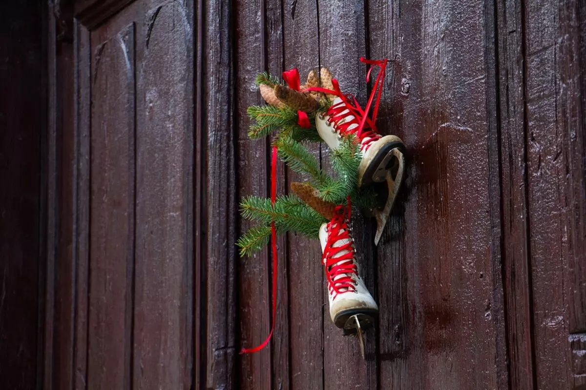 Cómo decorar la puerta al Año Nuevo: 5 Opciones más hermosas 5530_128