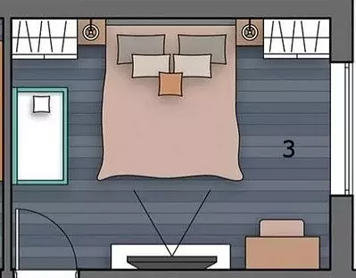 Vi drar upp ett sovrum med ett område på 14 kvadratmeter. M: Interiörer och användbara tips 5573_14