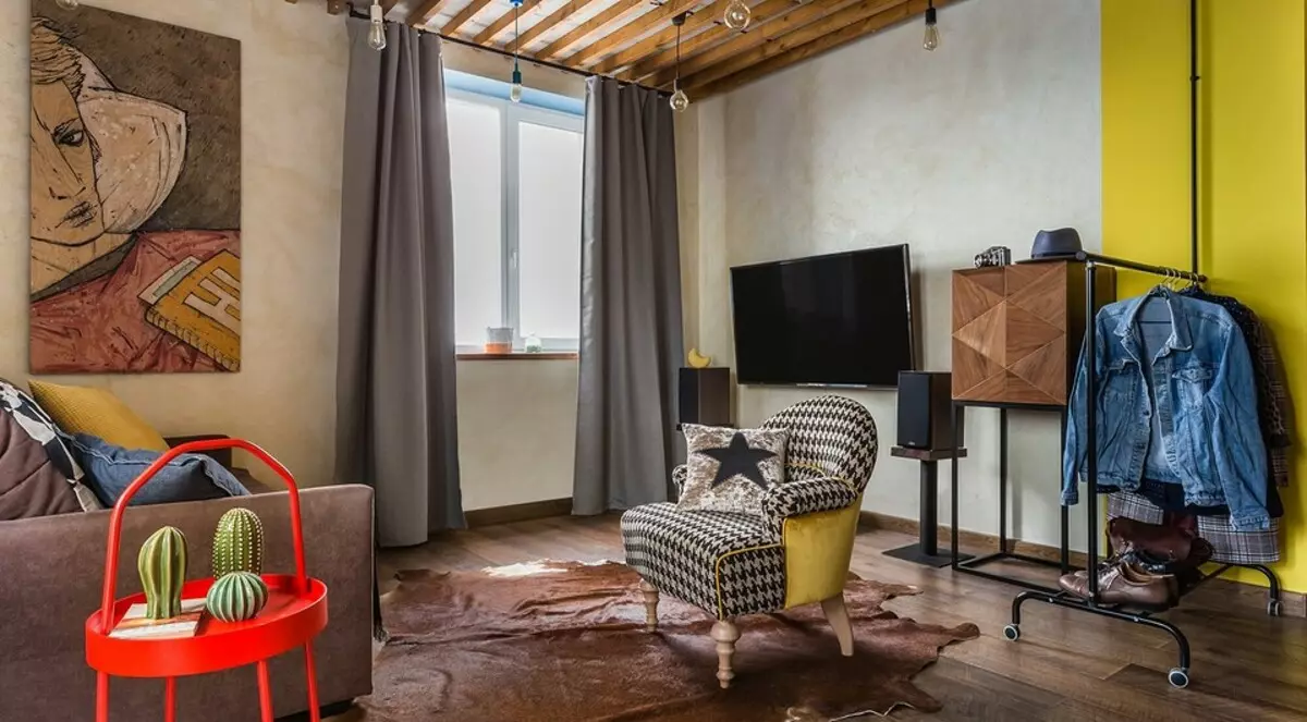 Loft por 40 metros cadrados: interior brillante de odnushki con reparación orzamentaria