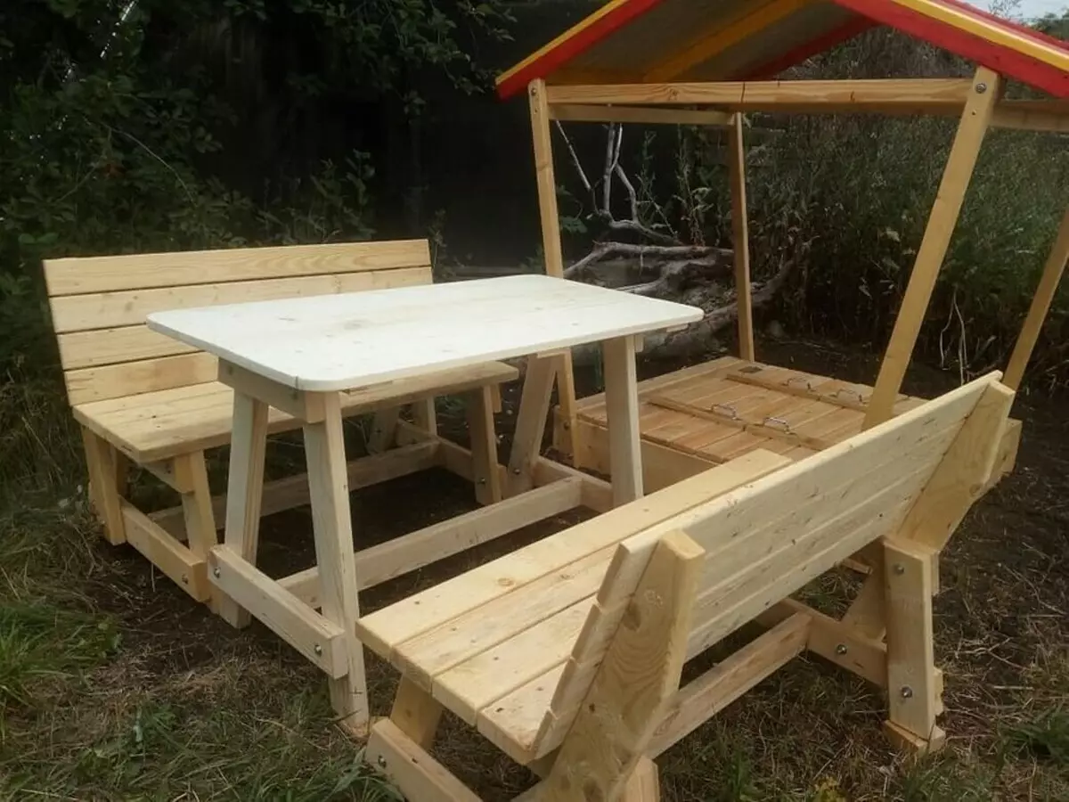 Paano Gumawa ng Table Bench Transpormer Gamit ang Iyong Sariling Mga Kamay: Mga Guhit at Mga Pagpipilian sa Disenyo 5800_15