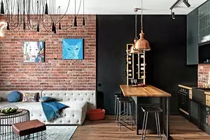 Mezcle loft y shebbi chic: interior de un apartamento inspirado en el ambiente de los clubes y restaurantes de San Petersburgo 5841_1