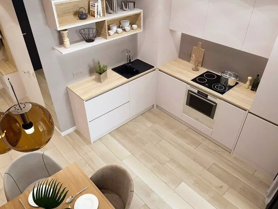 Kaip užsiregistruoti funkcionalumas ir stilius virtuvės dizaino su 10 kvadratinių metrų ploto. M: Patarimai ir 74 pavyzdžiai 5854_50