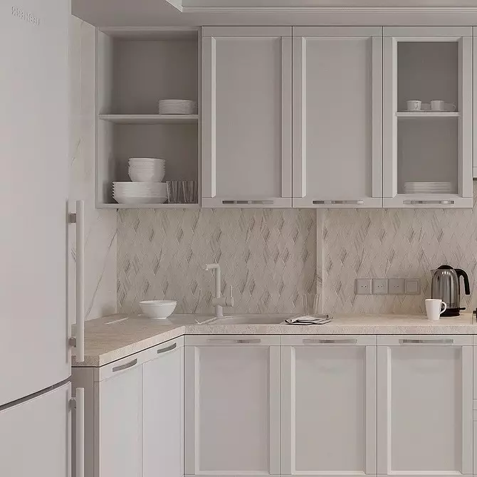 10 metrekarelik bir alana sahip bir mutfağın tasarımında işlevselliği ve stilini nasıl kaydedebilirsiniz. M: İpuçları ve 74 örnek 5854_52