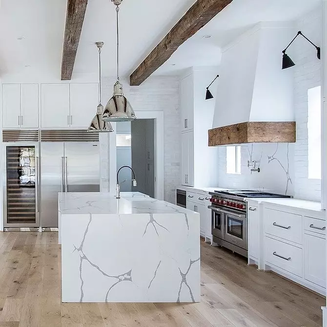 Beyaz tezgah ile beyaz mutfak: 5 Tasarım seçenekleri ve 50 fotoğraf 5999_58