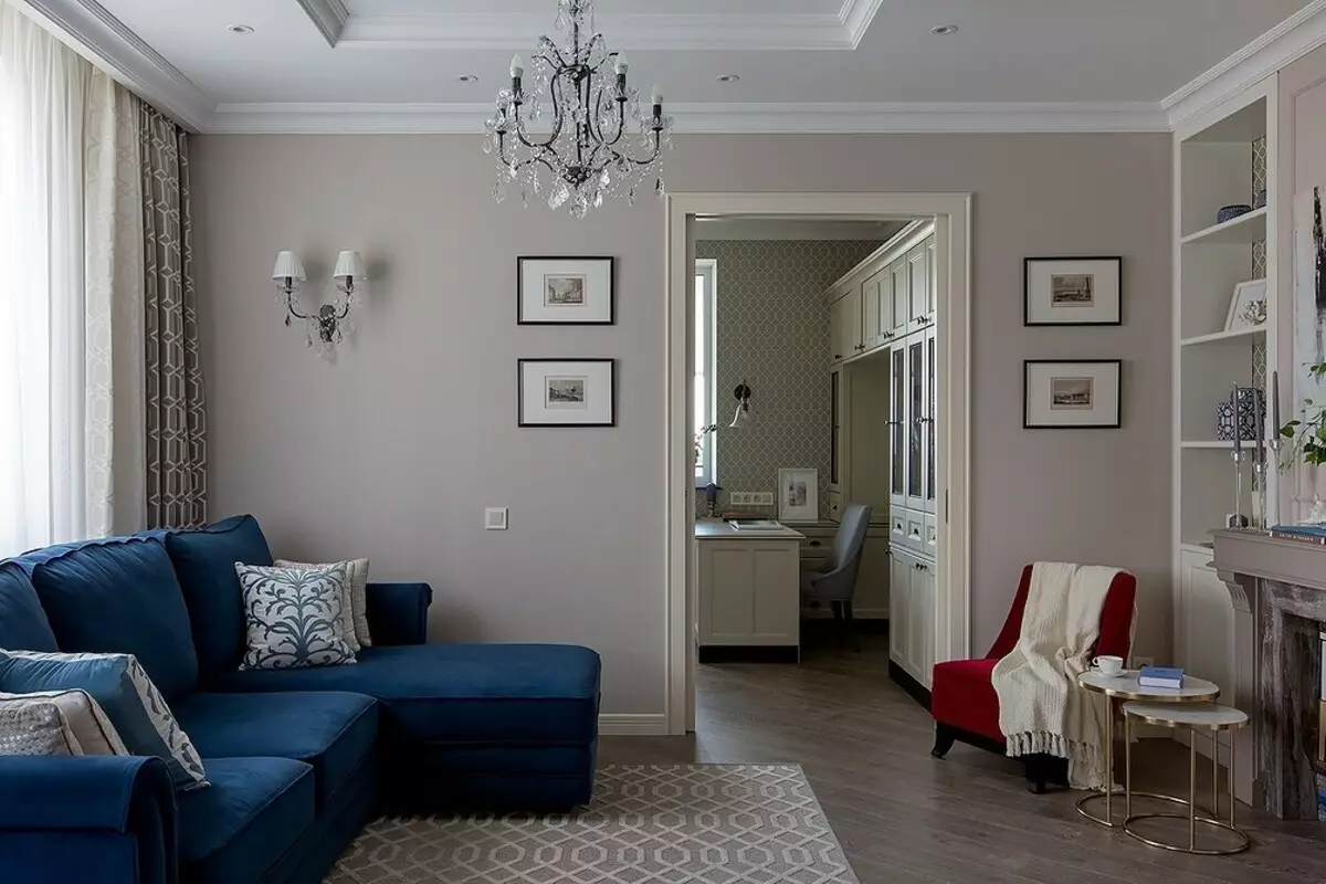 Apartment alang sa usa ka dako nga pamilya: Modernong Klasiko sa Grey-White Gamme 6032_28