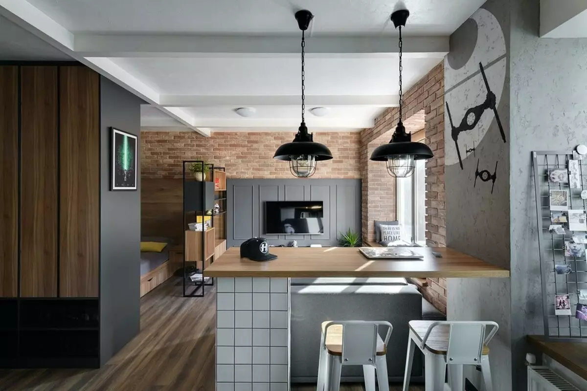 Design apartment studio area of ​​30 square meters. M: 10 real examples (and bring them to repeat) 6041_121