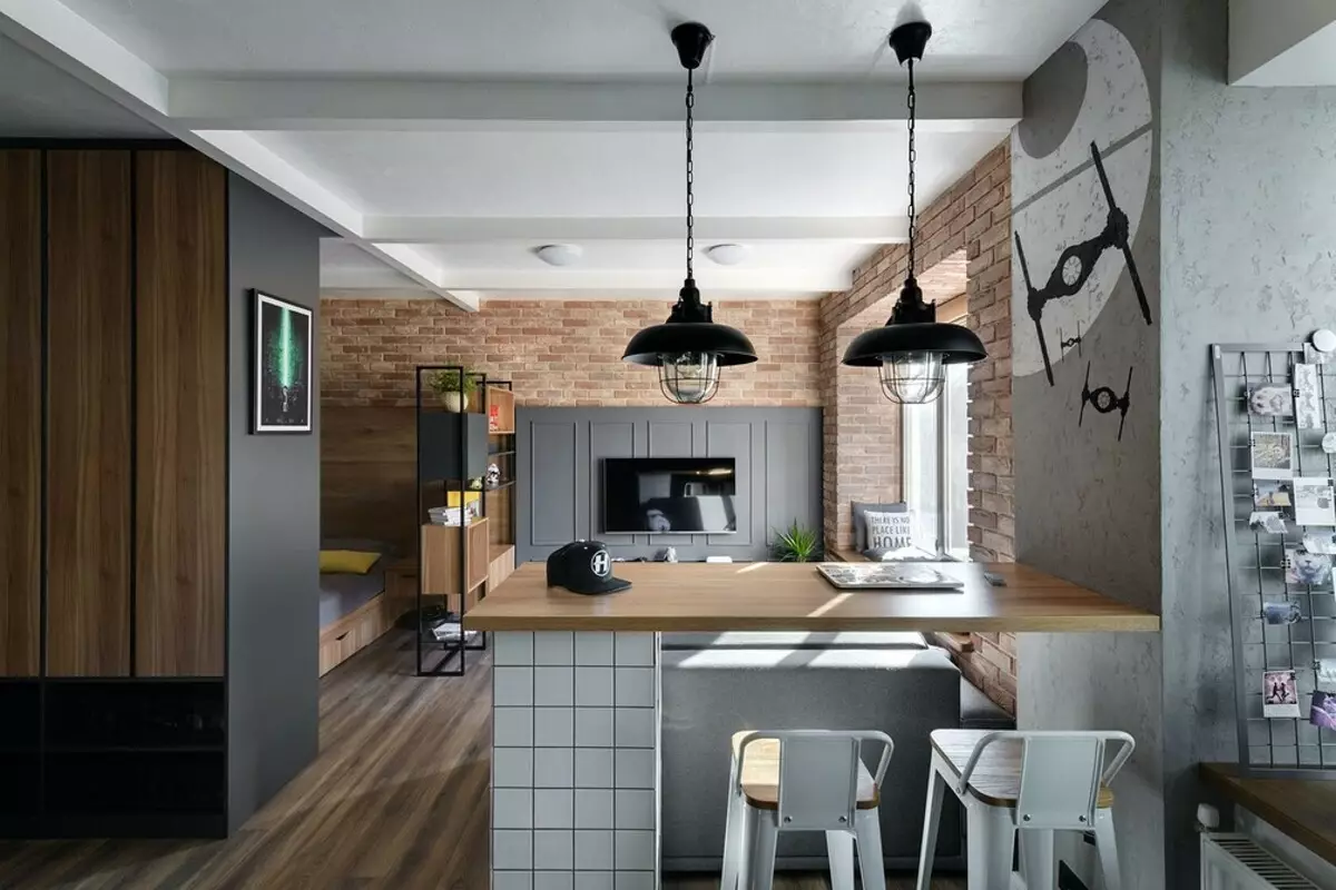 Design apartman stúdió 30 négyzetméter. M: 10 valódi példa (és hozza meg őket, hogy ismételje meg) 6041_121