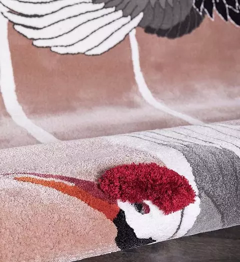 Silk carpet Heron with bird patterns with ...