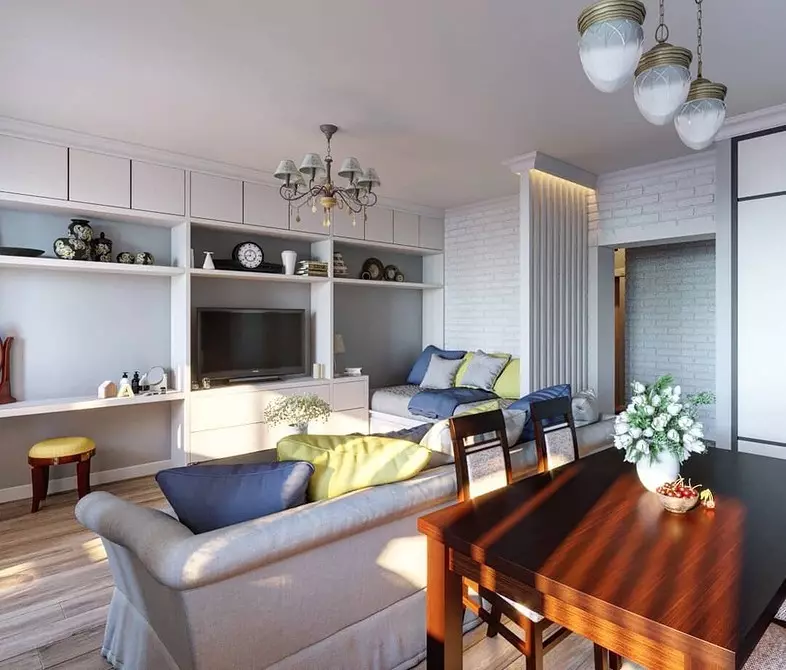 Kjøkken-sitteområde på 20 kvadratmeter. M: Tips for å skape et funksjonelt og stilig interiør 6327_10