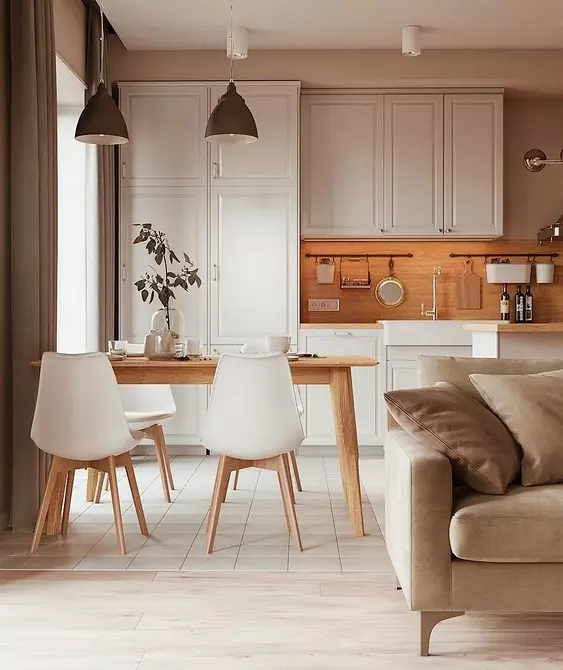 Kjøkken-sitteområde på 20 kvadratmeter. M: Tips for å skape et funksjonelt og stilig interiør 6327_41