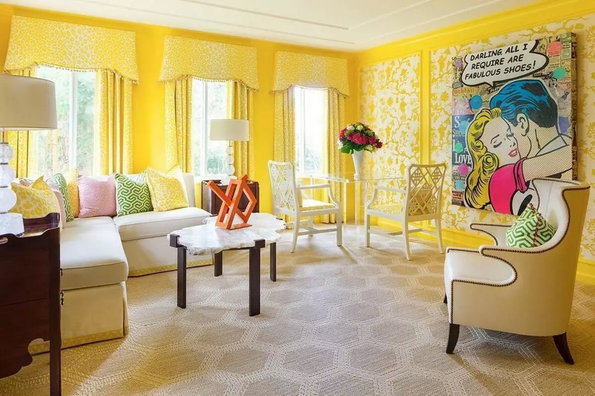 Vypracujeme interiér ve žlutých barvách: 4 Univerzální rady a nejlepší kombinaci 6342_11