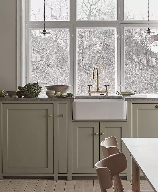Cara mengeluarkan interior dapur dengan wastafel di jendela: Tips Berguna dan 58 Foto 6462_38