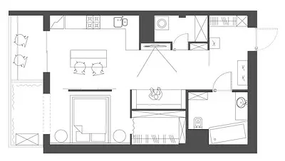 Estúdio brilhante com quarto, sala de estar e vestiário para casais e seu Boston Terrier 6523_18