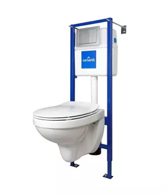 Toalett med installasjon av suspendert CERSANIT DELFI + Vector