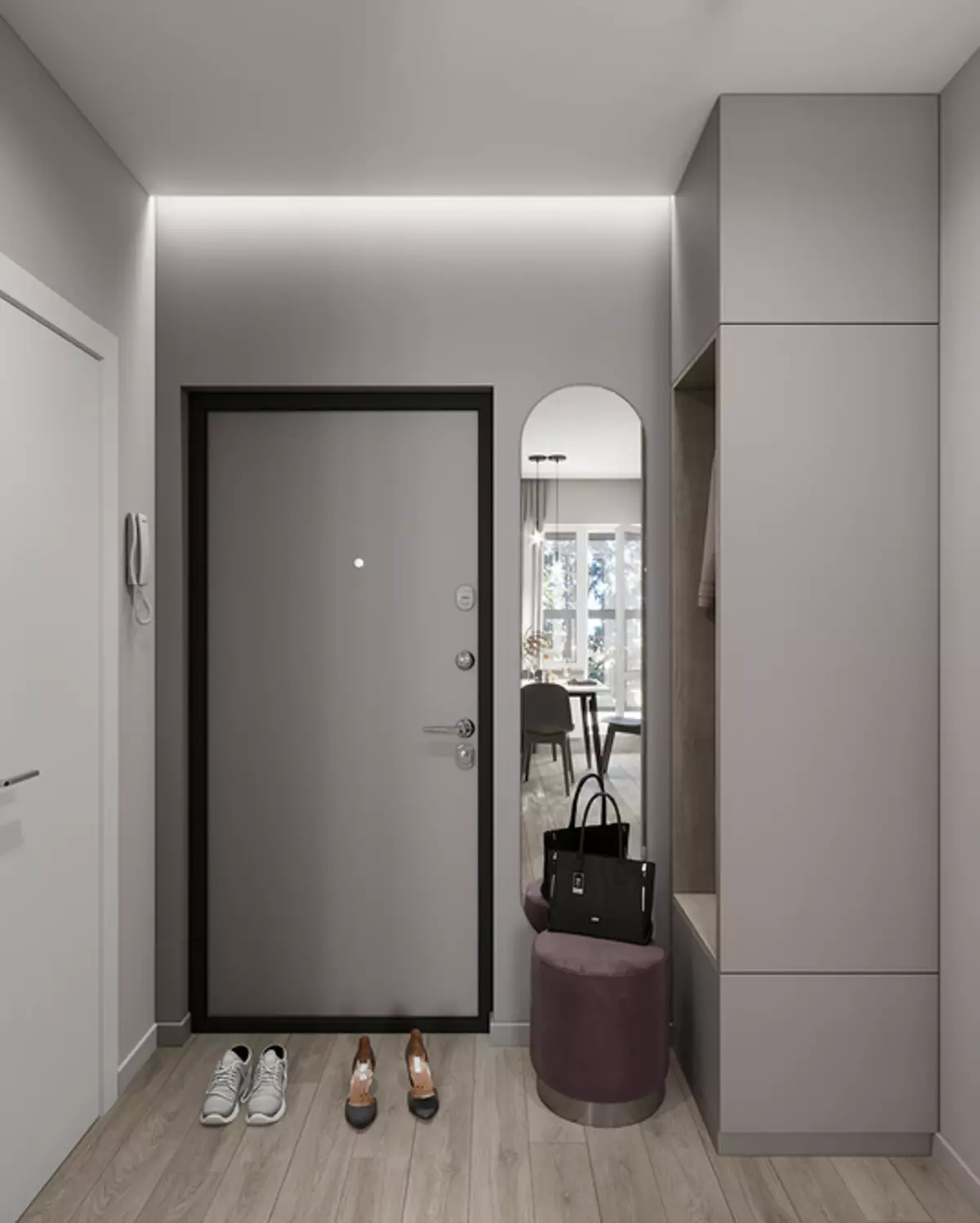 Hvordan arrangere en vakker og funksjonell design av gangen på 4 kvadratmeter. M. 661_11