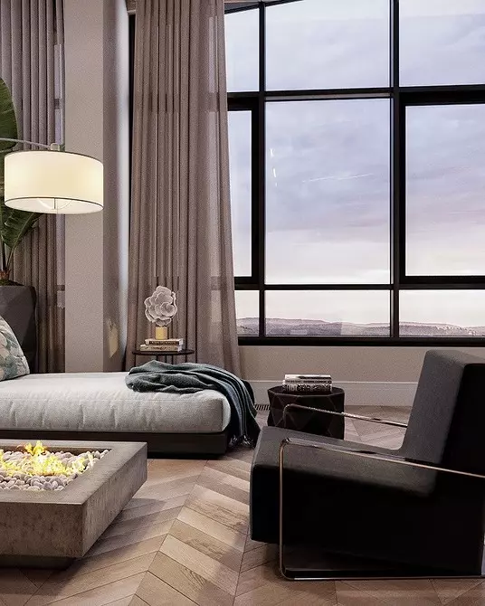 Fashionable curtains sa living room sa modernong estilo (52 mga larawan) 6680_105