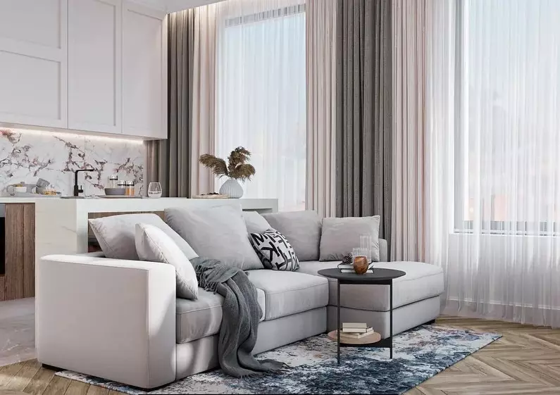 Trendiga gardiner i vardagsrummet i modern stil (52 foton) 6680_63