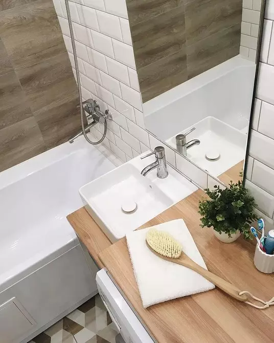 Tile sa ilalim ng puno sa banyo: naka-istilong mga kumbinasyon at mga ideya sa disenyo 7016_82