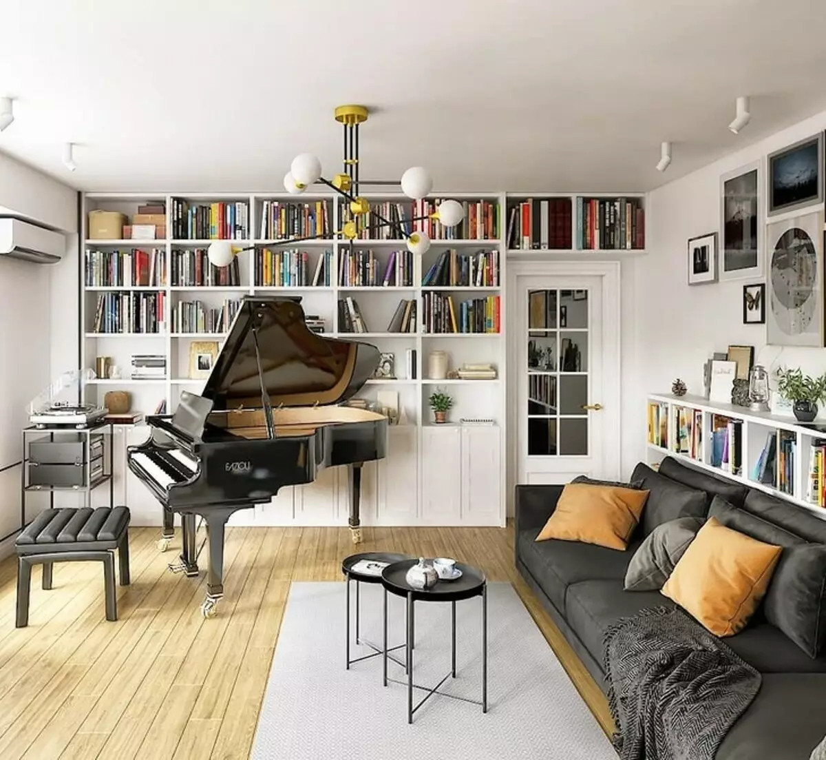 داخلی اتاق نشیمن در آپارتمان: ایده های طراحی برای یک اتاق از 20 متر مربع. M و 58 عکس 7163_110