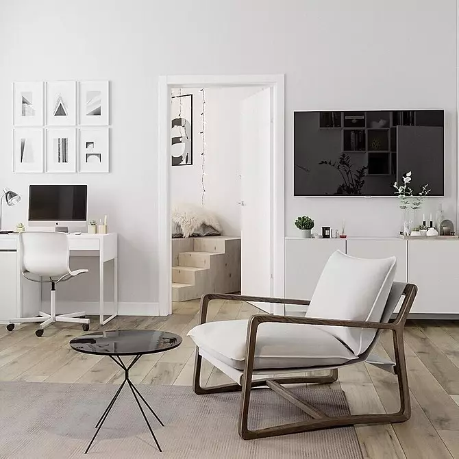 Brendësia e dhomës së ndenjes në apartament: idetë e projektimit për një dhomë prej 20 metra katrorë. M dhe 58 fotografi 7163_70