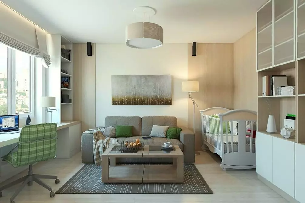 داخلی اتاق نشیمن در آپارتمان: ایده های طراحی برای یک اتاق از 20 متر مربع. M و 58 عکس 7163_95