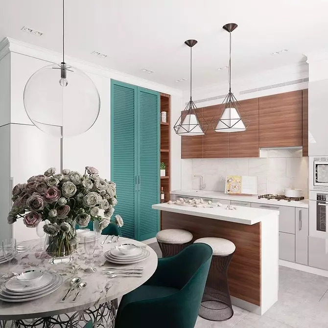 แนวโน้ม 2020 ในการออกแบบห้องครัว: สไตล์แฟชั่นสีและอุปกรณ์เสริม 7187_16