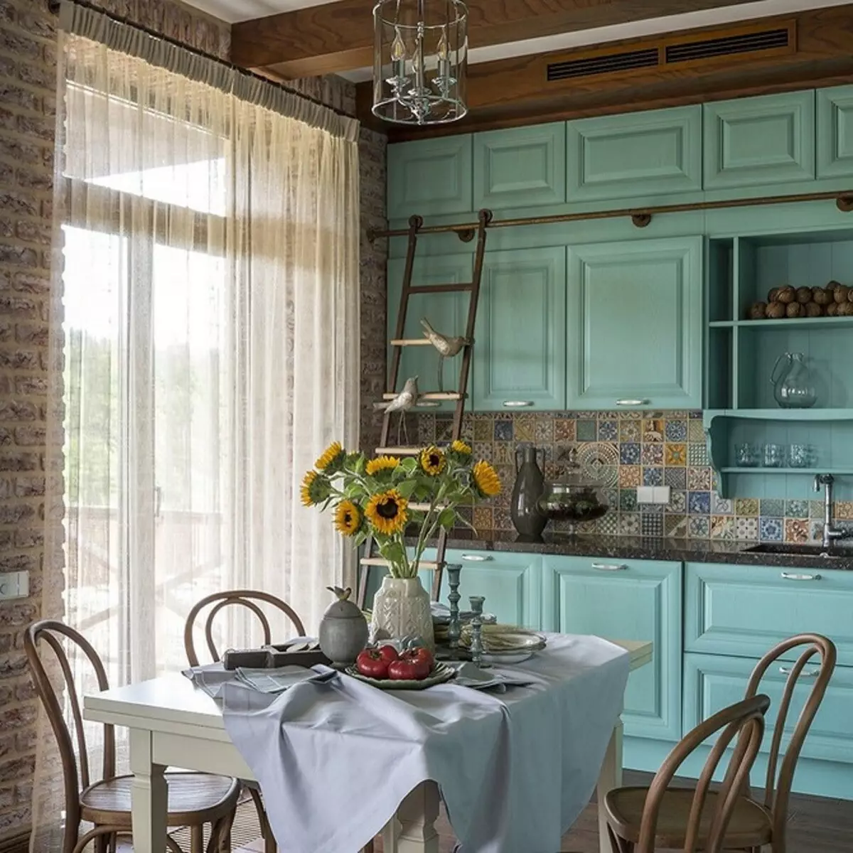 Curtains in the kitchen in the style of Provence: Tips for choosing and actual models 7338_43