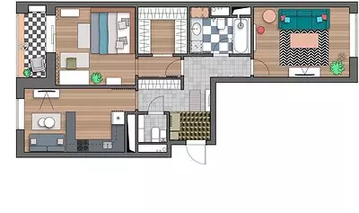 Apartament i ndritshëm me dy dhoma të gjalla për tubime miqësore 7374_41