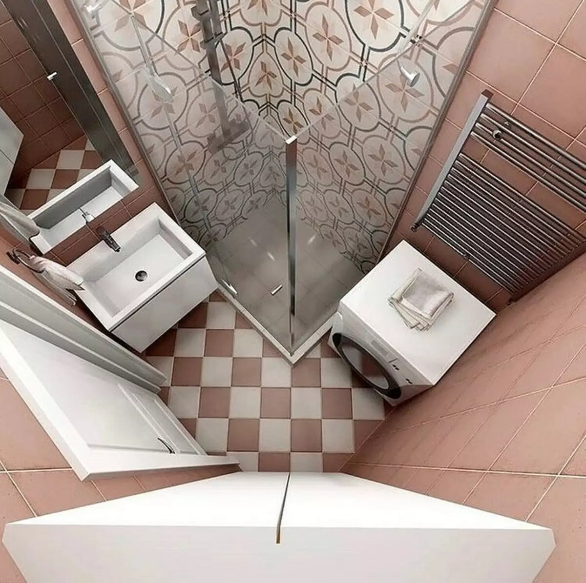 욕실 수리를위한 실제 아이디어 (60 장의 사진) 7475_115