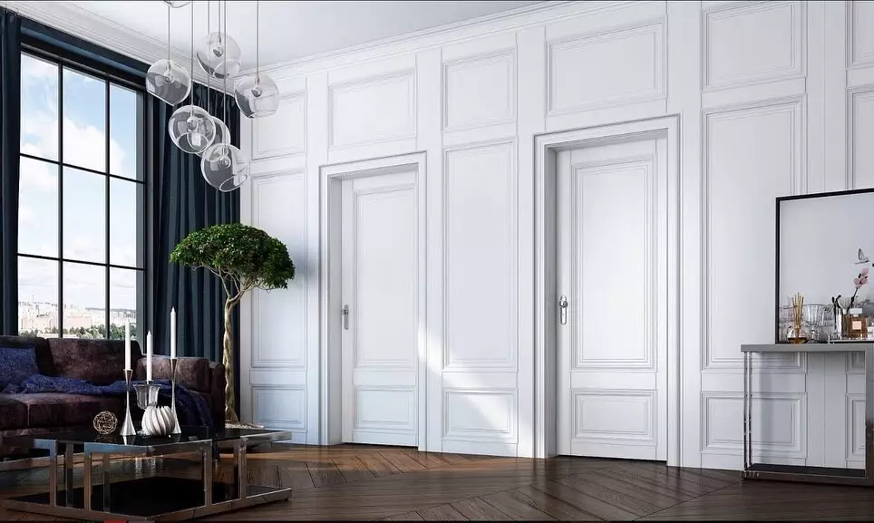 Pintu putih di bahagian dalam apartmen (45 foto) 7540_63