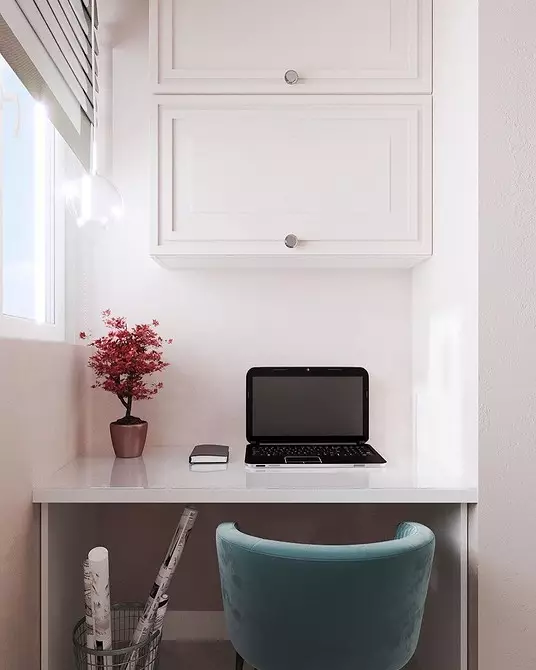 Cómo organizar un lugar de trabajo en el balcón: 40 ideas con fotos 7803_29