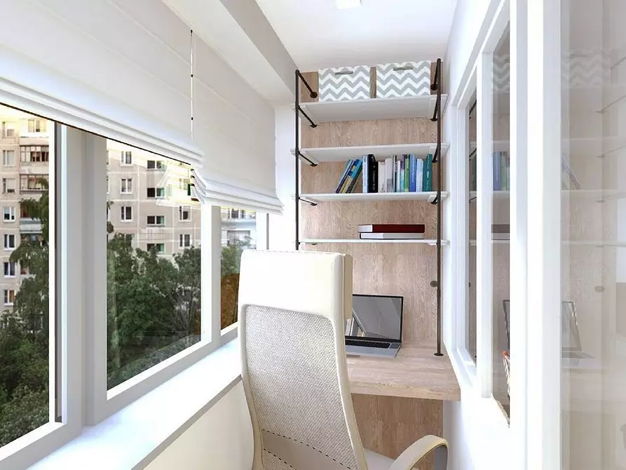 Hur man arrangerar en arbetsplats på balkongen: 40 idéer med foton 7803_36