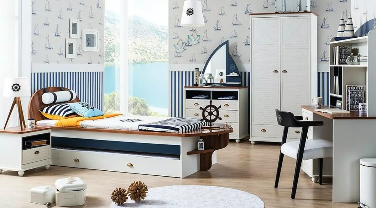 Children's room in the marine style (30 photos)
