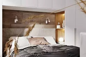 Дизајн на мали спални 12 кв.м: 3 опции за изгледот и 65 фотографии 7933_1