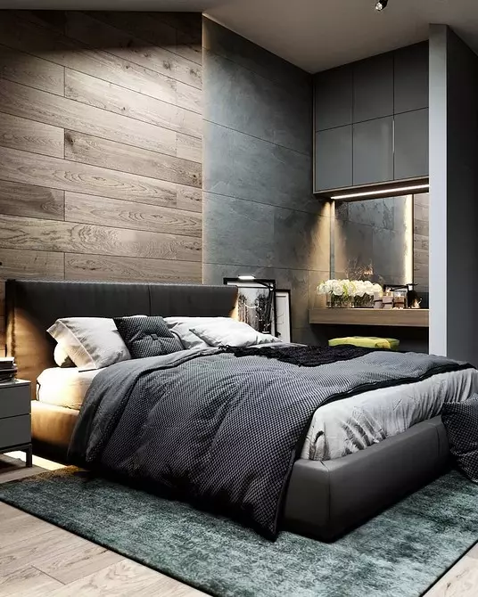 Dizajn u maloj spavaćoj sobi 12 m²: 3 Opcije izgleda i 65 fotografija 7933_107