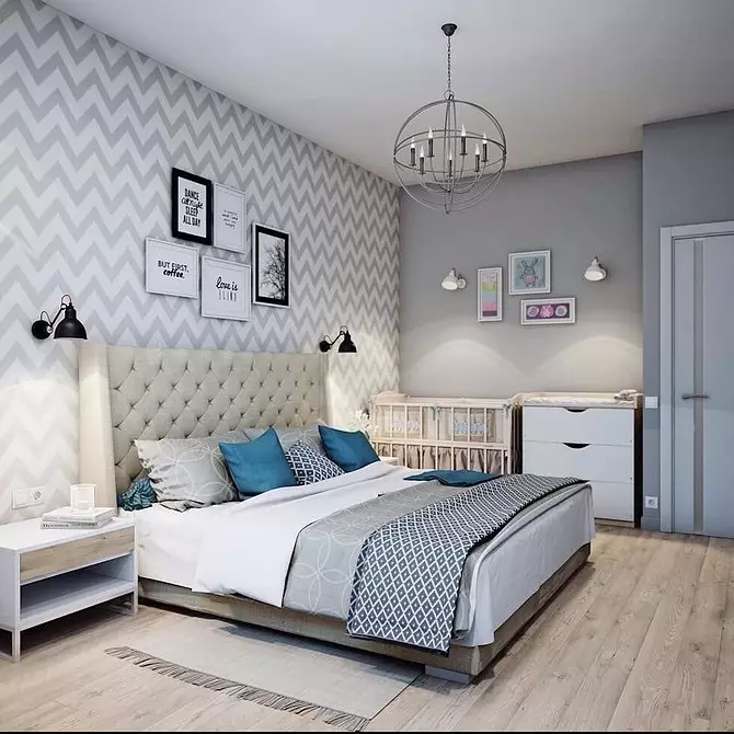 Дизајн на мали спални 12 кв.м: 3 опции за изгледот и 65 фотографии 7933_45
