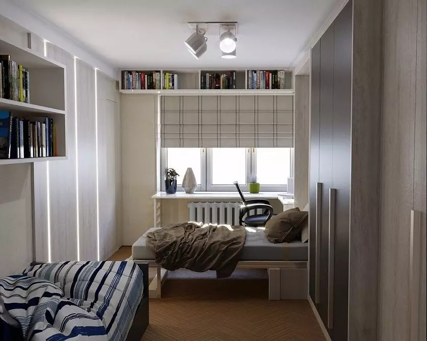 Little Bedroom Design 12 metros quadrados: 3 opções de layout e 65 fotos 7933_47