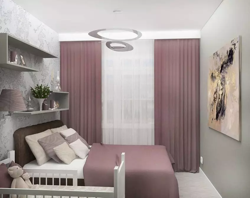 Dizajn u maloj spavaćoj sobi 12 m²: 3 Opcije izgleda i 65 fotografija 7933_50