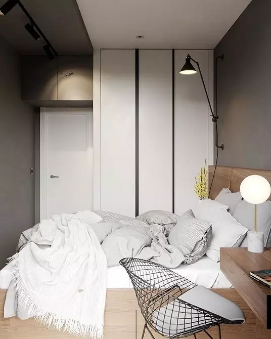 Дизајн на мали спални 12 кв.м: 3 опции за изгледот и 65 фотографии 7933_75
